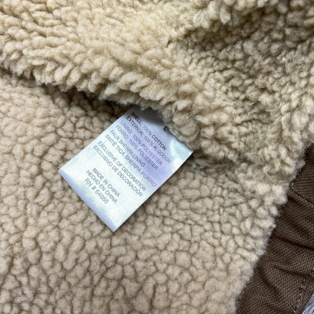 Lee Vest Mens Large Brown Canvas Sherpa Lined‎ Insulated Workwear Full Zip